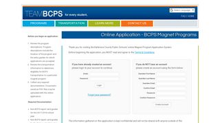 Online Application - BCPS Magnet Programs