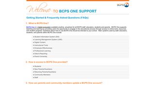 BCPS One Support: Frequently Asked Questions