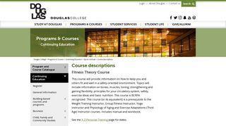Course descriptions - Douglas College