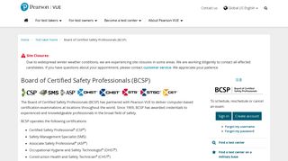 Board of Certified Safety Professionals BCSP :: Pearson VUE