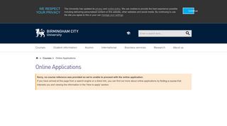 Online Applications | Birmingham City University