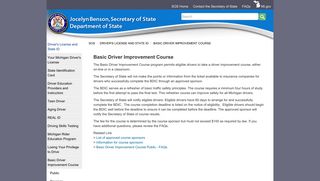 SOS - Basic Driver Improvement Course - State of Michigan