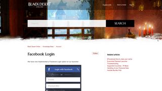 Facebook Login – Black Desert Online
