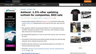 Ashland -1.5% after updating outlook for composites, BDO sale ...