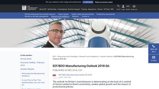 EEF/BDO Manufacturing Outlook 2018 Q4 | EEF