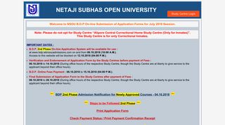 Netaji Subhas Open University: Welcome to BDP Online Admission