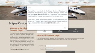 Eclipse Aerospace, Inc. | Customer Pages Log In - ONE Aviation