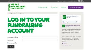 Log in to your fundraising account | Macmillan Cancer Support (Jersey)