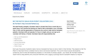 Hands On Charlotte | Be The Match Walk+Run Event Volunteer (14+)
