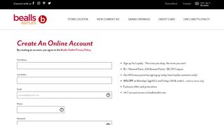 Create Account | Bealls Outlet
