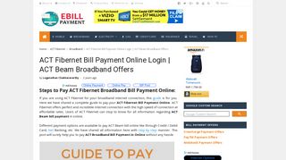 ACT Fibernet Bill Payment Online Login | ACT Beam Broadband Offers