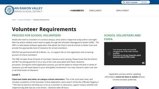 Volunteer Requirements - San Ramon Valley Unified School District