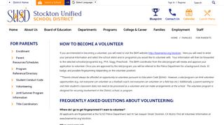 For Parents / Volunteering - Stockton Unified School District