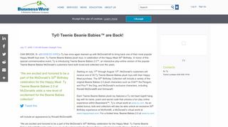 Ty® Teenie Beanie Babies™ are Back! | Business Wire