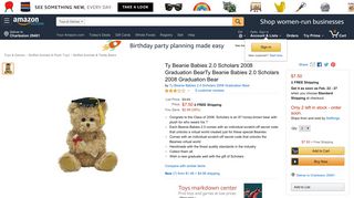 Amazon.com: Ty Beanie Babies 2.0 Scholars 2008 Graduation BearTy ...