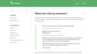 Where can I find my username? - Beanstalk Help