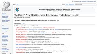 The Queen's Award for Enterprise: International Trade (Export) (2009 ...