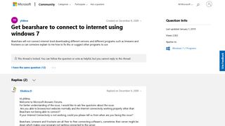 Get bearshare to connect to internet using windows 7 - Microsoft ...