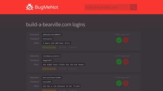 build-a-bearville.com logins - BugMeNot
