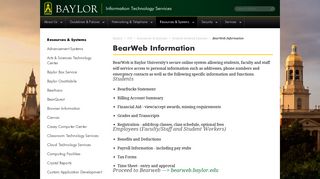 BearWeb Information | Information Technology Services | Baylor ...
