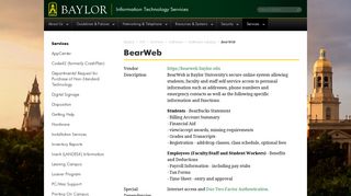 BearWeb | Information Technology Services | Baylor University