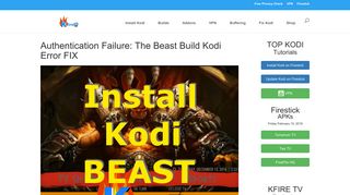 Authentication Failure The Beast Kodi [Error SOLVED] | KFire TV News