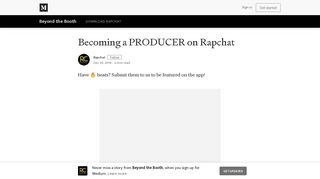 Becoming a PRODUCER on Rapchat – Beyond the Booth