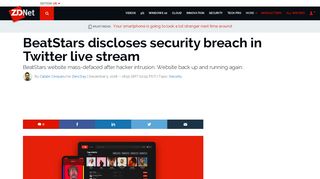 BeatStars discloses security breach in Twitter live stream | ZDNet