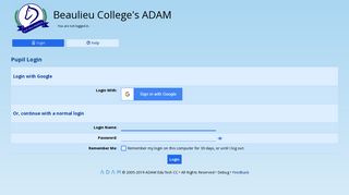 Pupil Login - Beaulieu College's ADAM - ADAM EduTech CC