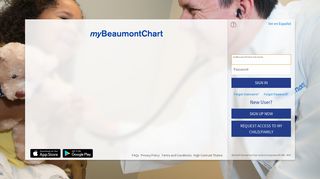Request Access to My Child/Family - myBeaumontChart - Login Page