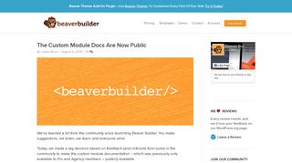 The Custom Module Docs Are Now Public | Beaver Builder