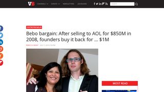 Bebo bargain: After selling to AOL for $850M in 2008, founders buy ...