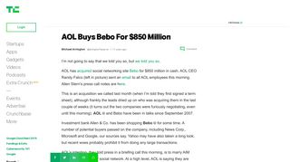 AOL Buys Bebo For $850 Million | TechCrunch