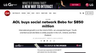 AOL buys social network Bebo for $850 million - CNET