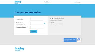 Sign up for My Account | Lucky Mobile
