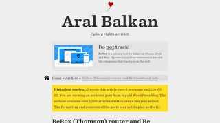 Aral Balkan: Historical Archive — BeBox (Thomson) router and Be ...