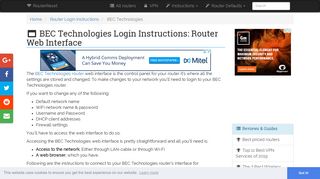BEC Technologies Login: How to Access the Router Settings ...