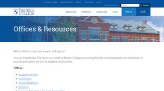 Becker College | Offices and Resources