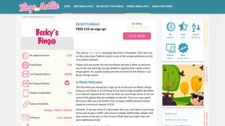 Beckys Bingo Review | Grab a free £10, no deposit needed!