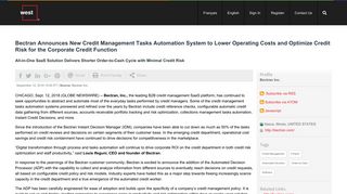 Bectran Announces New Credit Management Tasks Automation ...