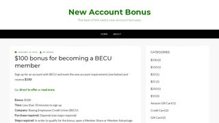 $100 bonus for becoming a BECU member! - New Account Bonus