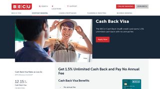 Cash Back Visa Credit Card | 1.5% | No Annual Fee | BECU