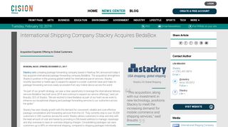 International Shipping Company Stackry Acquires BedaBox - PR Web