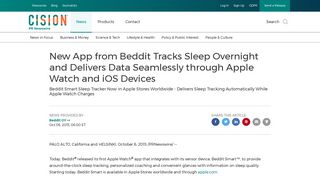 New App from Beddit Tracks Sleep Overnight and Delivers Data ...