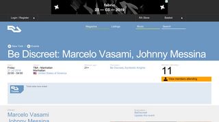 RA: Be Discreet: Marcelo Vasami, Johnny Messina at TBA - Manhattan ...