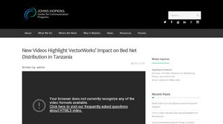 New Videos Highlight VectorWorks Bed Net Project in Tanzania
