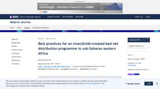 Best practices for an insecticide-treated bed net distribution ...