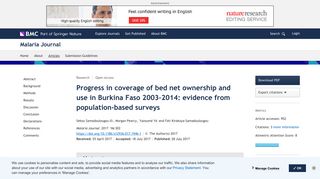 Progress in coverage of bed net ownership and use in Burkina Faso ...