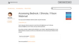 Accessing Bedrock / Shinola / Filson Webmail – The Help Factory