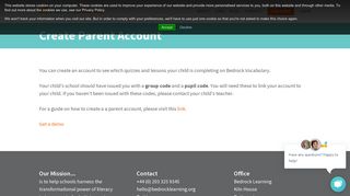 Create Parent Account - Bedrock Vocabulary